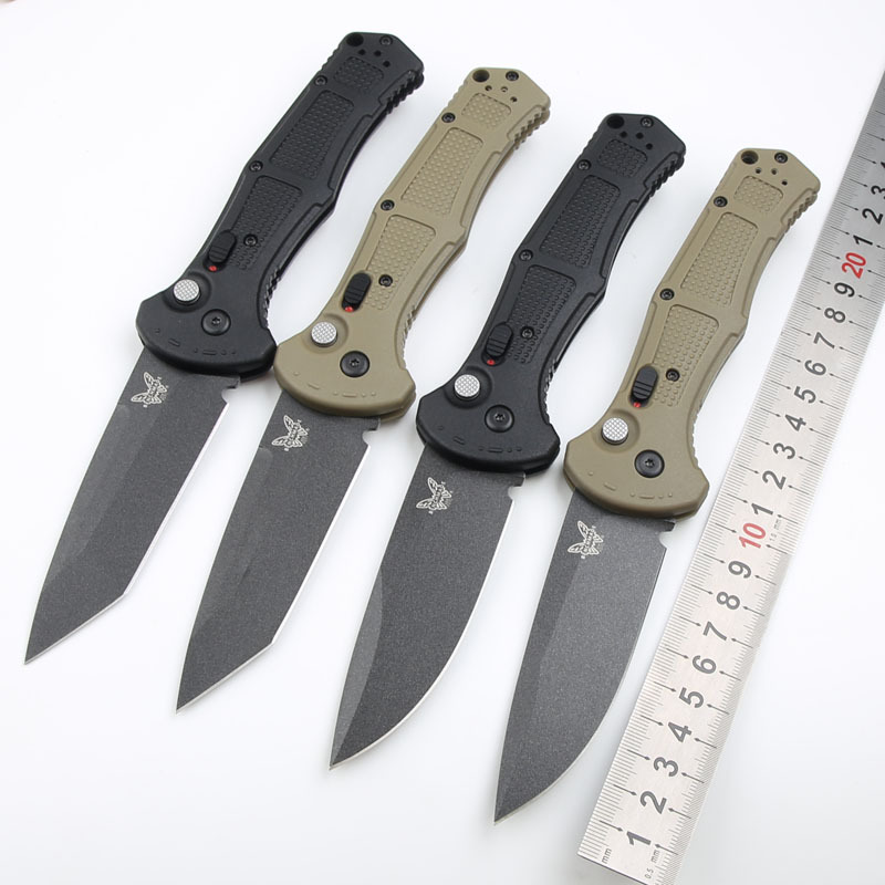 Benchmade 9071BK Claymore AUTO Folding Knife 3.81" CPM-D2 Drop Point Plain Blade, Grivory Handles 9071BK-1