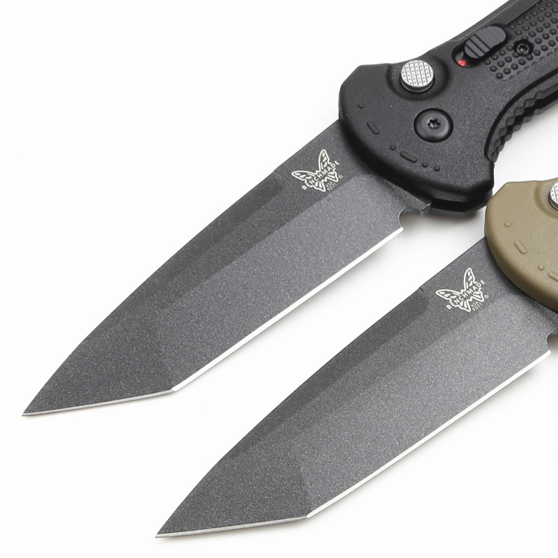 Benchmade 9071BK Claymore AUTO Folding Knife 3.81" CPM-D2 Drop Point Plain Blade, Grivory Handles 9071BK-1