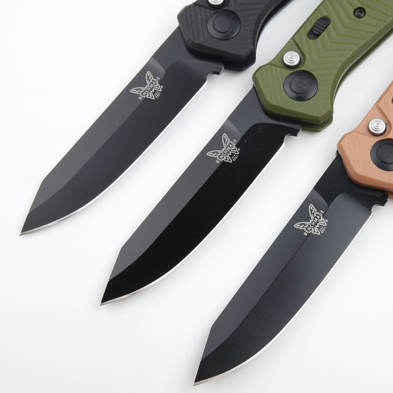 Benchmade 8551 Mediator AUTO Folding Knife 3.26" S30V Black Plain Blade, Grivory Handles - 8551BK