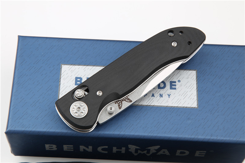 Benchmade Mini Freek 968 Axis Folding Knife 3.14" 20CV Satin Plain Blade, G10 Handles