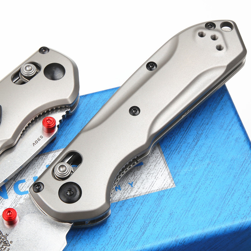 Benchmade Mini Freek Folding Knife 2.95" S90V Satin Plain Blade, TC4 Handles - 565-1