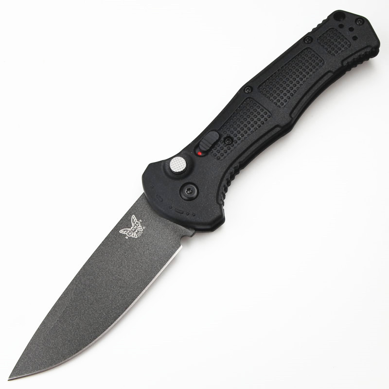 Benchmade 9071BK Claymore AUTO Folding Knife 3.81" CPM-D2 Drop Point Plain Blade, Grivory Handles 9071BK-1