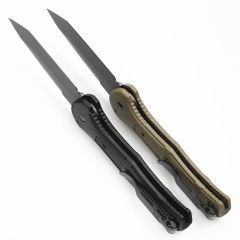 Benchmade 9071BK Claymore AUTO Folding Knife 3.81" CPM-D2 Drop Point Plain Blade, Grivory Handles 9071BK-1