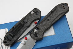 Benchmade Mini Freek Folding Knife 2.95" S90V Satin Plain Blade, Carbon Fiber Handles - 565-1