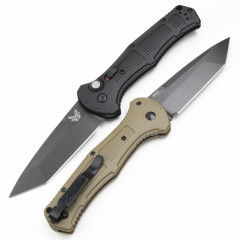 Benchmade 9071BK Claymore AUTO Folding Knife 3.81" CPM-D2 Drop Point Plain Blade, Grivory Handles 9071BK-1