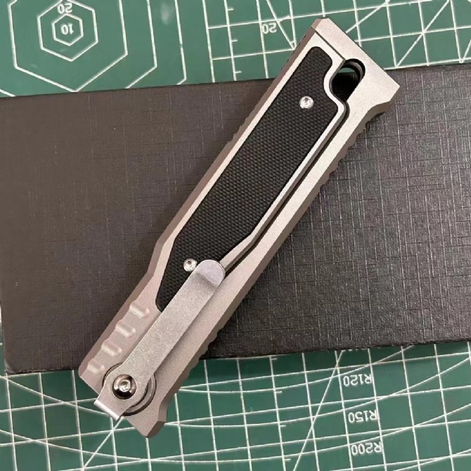 Reate Assisted Open Folding Knife 3.14" D2 Satin Plain Blade, Aluminum Alloy +G10 Handles