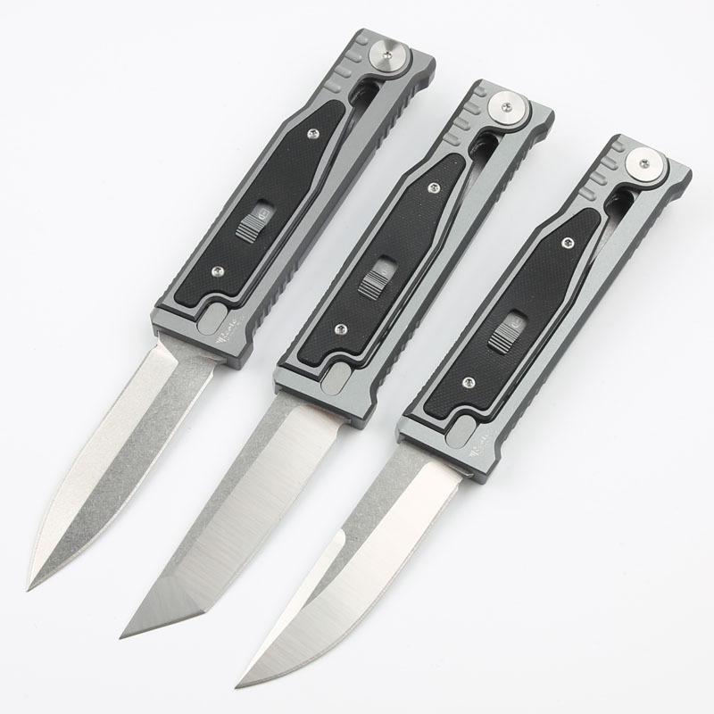 Reate Assisted Open Folding Knife 3.14" D2 Satin Plain Blade, Aluminum Alloy +G10 Handles
