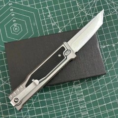Reate Assisted Open Folding Knife 3.14" D2 Satin Plain Blade, Aluminum Alloy +G10 Handles