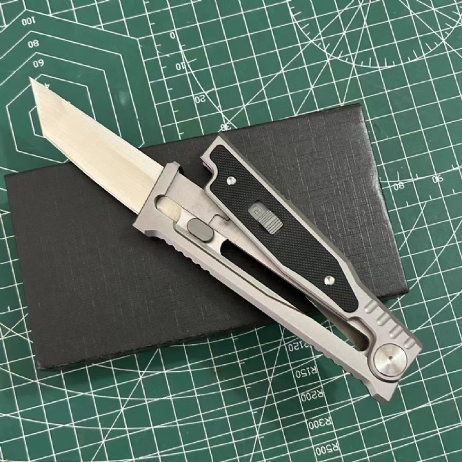Reate Assisted Open Folding Knife 3.14" D2 Satin Plain Blade, Aluminum Alloy +G10 Handles