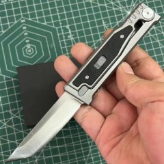 Reate Assisted Open Folding Knife 3.14" D2 Satin Plain Blade, Aluminum Alloy +G10 Handles
