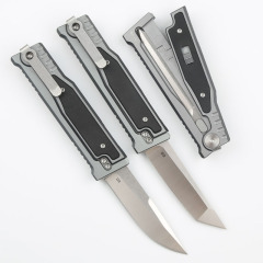 Reate Assisted Open Folding Knife 3.14" D2 Satin Plain Blade, Aluminum Alloy +G10 Handles