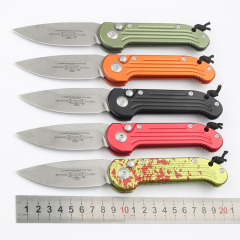 Microtech LUDT AUTO Folding Knife 3.14" Elmax Stonewashed Plain Blade, Aviation Aluminum Handles