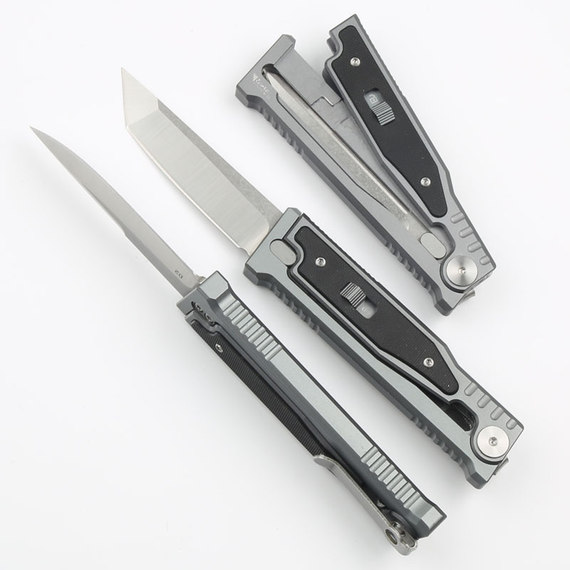 Reate Assisted Open Folding Knife 3.14" D2 Satin Plain Blade, Aluminum Alloy +G10 Handles