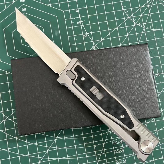 Reate Assisted Open Folding Knife 3.14" D2 Satin Plain Blade, Aluminum Alloy +G10 Handles