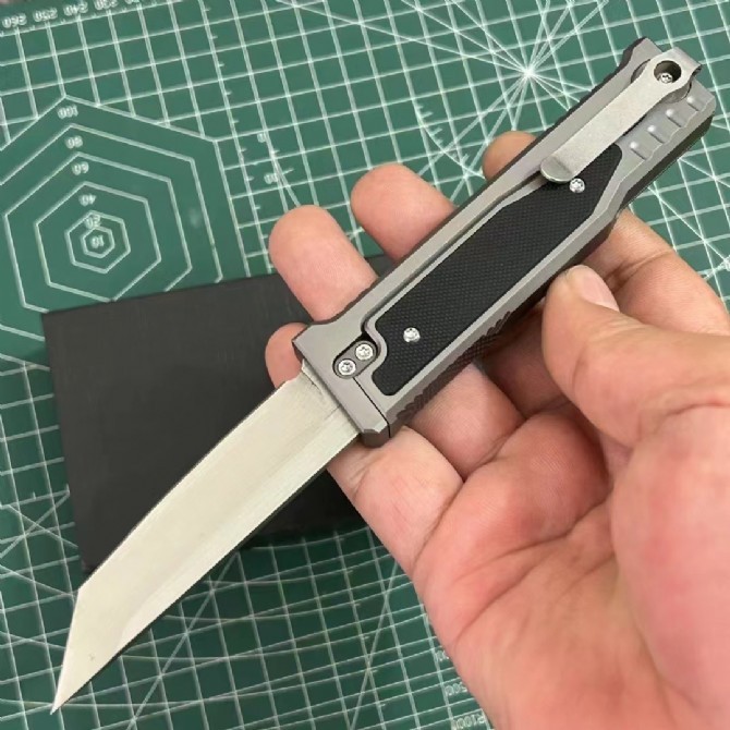 Reate Assisted Open Folding Knife 3.14" D2 Satin Plain Blade, Aluminum Alloy +G10 Handles