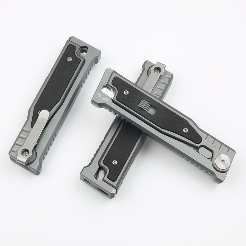 Reate Assisted Open Folding Knife 3.14" D2 Satin Plain Blade, Aluminum Alloy +G10 Handles