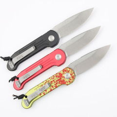 Microtech LUDT AUTO Folding Knife 3.14" Elmax Stonewashed Plain Blade, Aviation Aluminum Handles