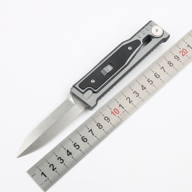Reate Assisted Open Folding Knife 3.14" D2 Satin Plain Blade, Aluminum Alloy +G10 Handles