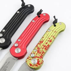 Microtech LUDT AUTO Folding Knife 3.14" Elmax Stonewashed Plain Blade, Aviation Aluminum Handles