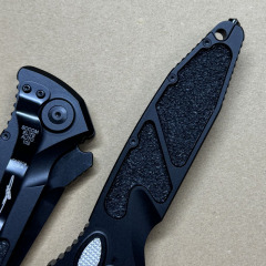 Microtech Delta AUTO Folding Knife 3.85" VG10 Blade, Black Aviation Aluminum Handles