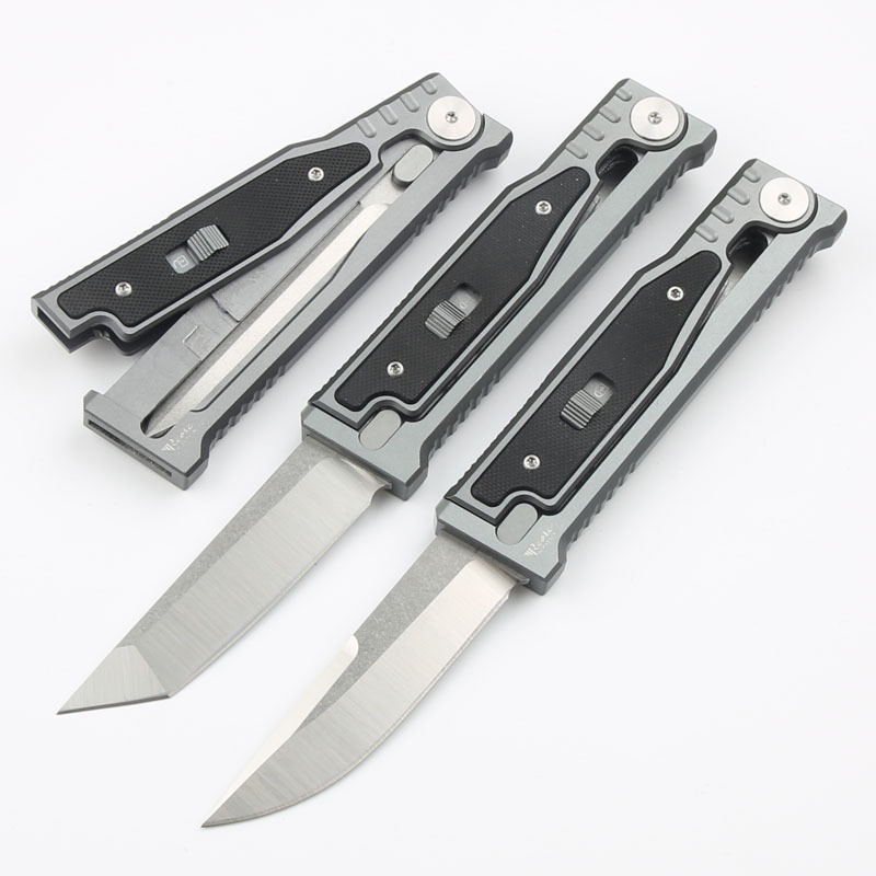 Reate Assisted Open Folding Knife 3.14" D2 Satin Plain Blade, Aluminum Alloy +G10 Handles