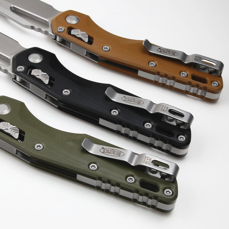 Microtech MSI RAM-LOK Manual Folding Knife 3.54" M390MK Plain Blade, G10 Handles - 210-10APFL