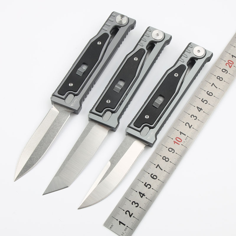 Reate Assisted Open Folding Knife 3.14" D2 Satin Plain Blade, Aluminum Alloy +G10 Handles
