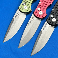 Pro-Tech TR-3 Operator AUTO Folding Knife 3.14" 154CM Sterile DLC Plain Blade, Milled Aluminum Handles