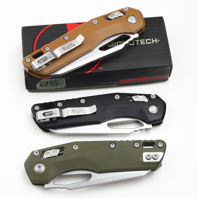 Microtech MSI RAM-LOK Manual Folding Knife 3.54" M390MK Plain Blade, G10 Handles - 210-10APFL