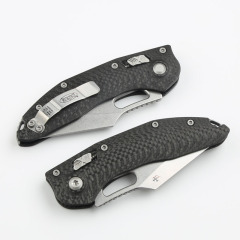 Microtech Stitch-Ramloc AUTO Folding Knife 3.54" M390MK Stonewashed Blade, Carbon Fiber Handles