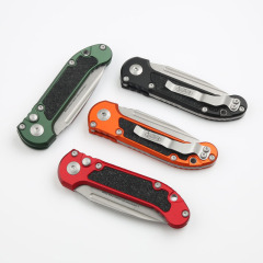 Microtech LUDT Gen III AUTO Folding Knife 3.22" M390MK Stonewashed Plain Blade, Black Aviation Aluminum Handles