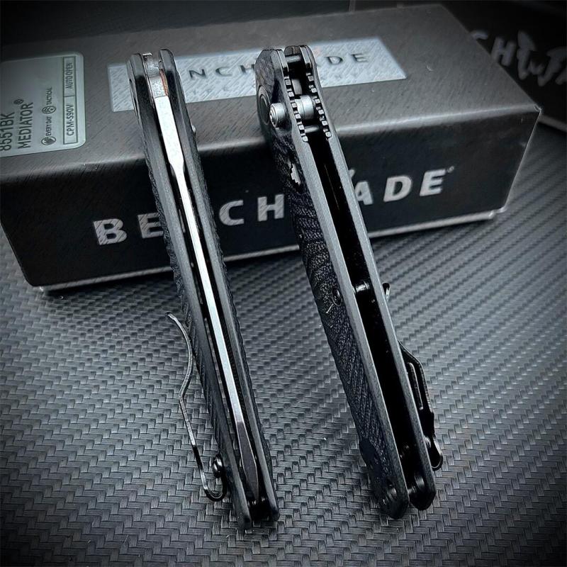 Benchmade 8551 Mediator AUTO Folding Knife 3.26" S90V Black Plain Blade, G10 Handles - 8551BK