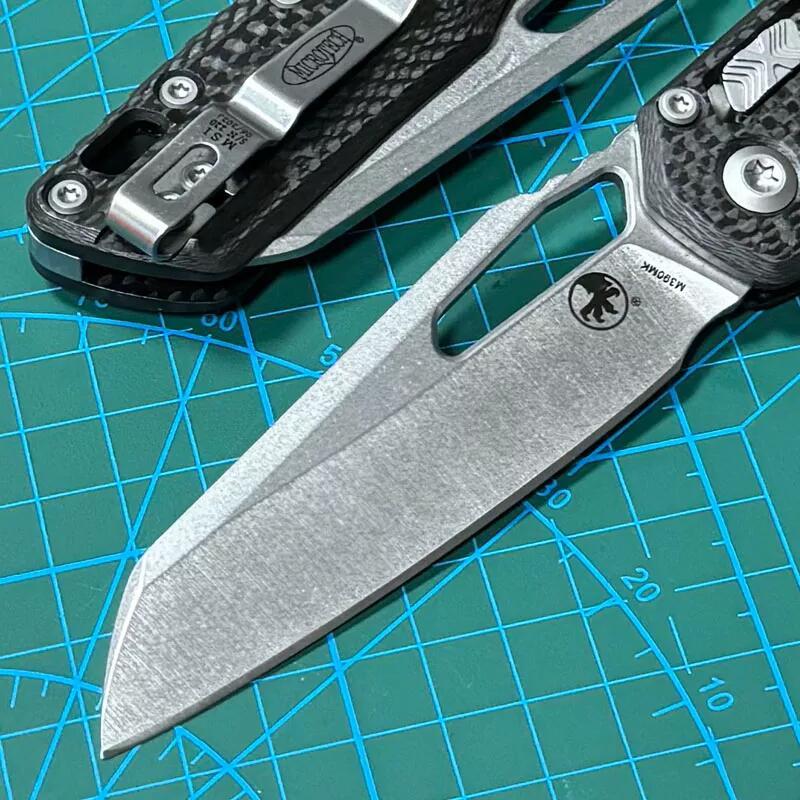Microtech MSI RAM-LOK Manual Folding Knife 3.54" M390MK Plain Blade, Carbon Fiber Handles, AXIS Lock