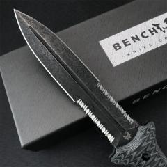 Benchmade Bushcrafter Fixed Blade Knife 6.10" CPM-D2 Satin Double Serred  Blade, Green G10 Handles