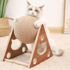Wooden Cat Scratching Post Ball Toy Scratcher Sisal Rope s Toys Pet Furniture Supplies Accessories Tower Tree 220623