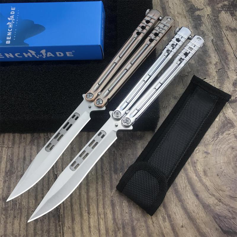 Benchmade Balisong Butterfly Knife 4.6" 440C Drop Point Blade, 420 Stainless Steel Handles, Latch Lock