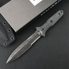 Benchmade Bushcrafter Fixed Blade Knife 6.10" CPM-D2 Satin Double Serred  Blade, Green G10 Handles