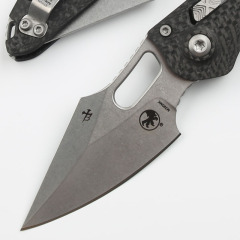 Microtech Stitch-Ramloc AUTO Folding Knife 3.54" M390MK Stonewashed Blade, Carbon Fiber Handles