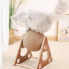 Wooden Cat Scratching Post Ball Toy Scratcher Sisal Rope s Toys Pet Furniture Supplies Accessories Tower Tree 220623