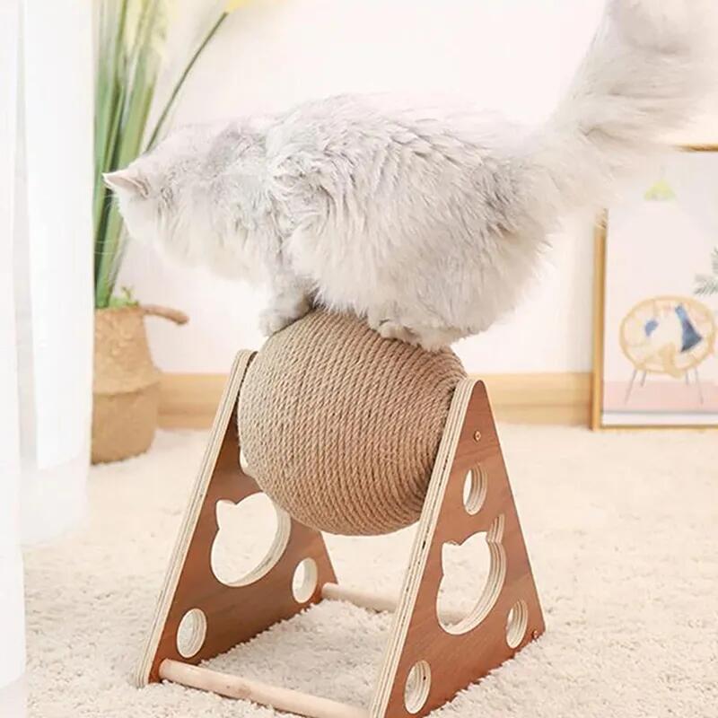 Wooden Cat Scratching Post Ball Toy Scratcher Sisal Rope s Toys Pet Furniture Supplies Accessories Tower Tree 220623