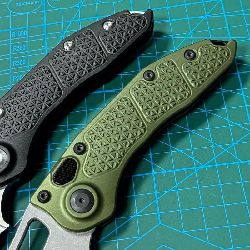 Microtech Stitch-I AUTO Folding Knife 3.03" M390 Stonewashed Blade, T6-6061 Handles