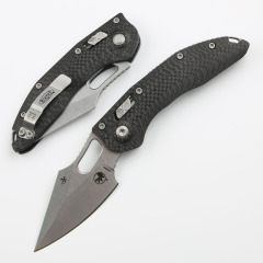 Microtech Stitch-Ramloc AUTO Folding Knife 3.54" M390MK Stonewashed Blade, Carbon Fiber Handles