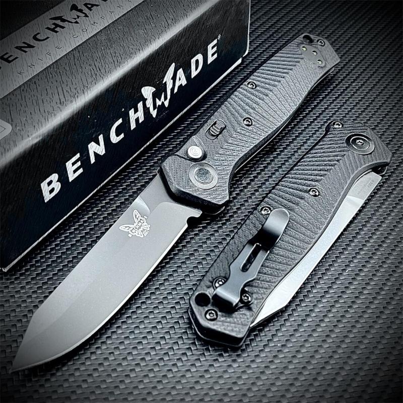 Benchmade 8551 Mediator AUTO Folding Knife 3.26" S90V Black Plain Blade, G10 Handles - 8551BK