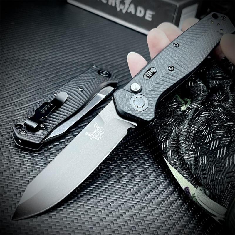 Benchmade 8551 Mediator AUTO Folding Knife 3.26" S90V Black Plain Blade, G10 Handles - 8551BK
