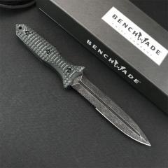 Benchmade Bushcrafter Fixed Blade Knife 6.10" CPM-D2 Satin Double Serred  Blade, Green G10 Handles