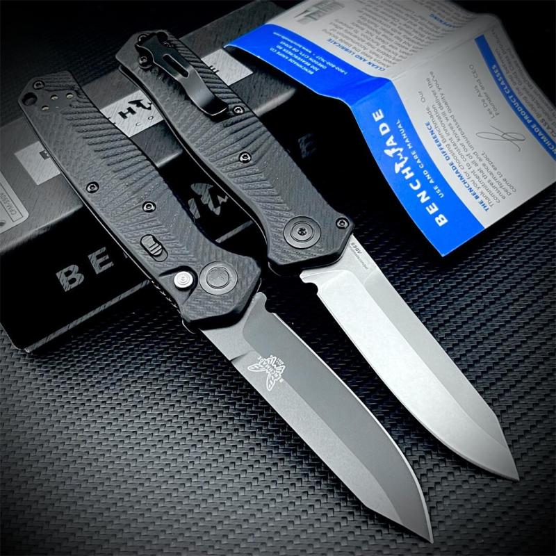 Benchmade 8551 Mediator AUTO Folding Knife 3.26" S90V Black Plain Blade, G10 Handles - 8551BK