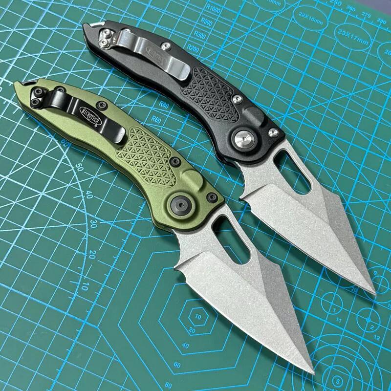 Microtech Stitch-I AUTO Folding Knife 3.03" M390 Stonewashed Blade, T6-6061 Handles