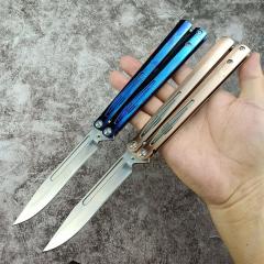 Benchmade Balisong Butterfly Knife 4.52" 440C Drop Point Blade, 420 Stainless Steel Handles, Latch Lock