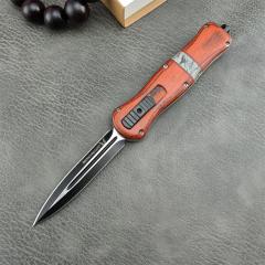 Benchmade Infidel Dagger AUTO OTF Knife 3.66" D2 Black Double Edge Blade, Wood Handles-A019