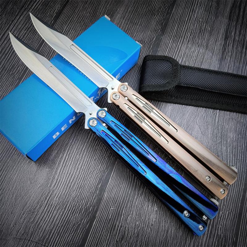 Benchmade Balisong Butterfly Knife 4.52" 440C Drop Point Blade, 420 Stainless Steel Handles, Latch Lock